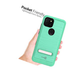 For Tcl T Mobile Revvl 5G Case Magnetic Metal Kickstand Mint Teal Phone Cover