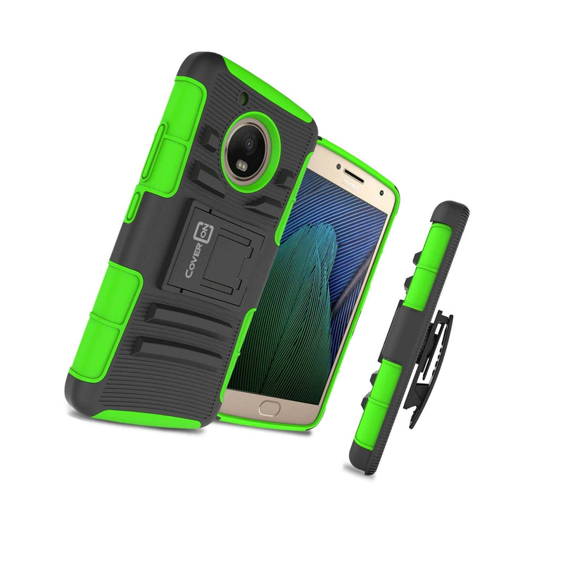 For Motorola Moto G5 5Th Generation Belt Case Green Black Holster Cover