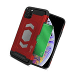 Red Magnetic Credit Card Holder Shockproof Phone Case For Apple Iphone 11 Pro