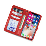 Red Pu Leather Wallet Phone Cover Credit Card Case For Apple Iphone Xs X