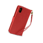 Red Pu Leather Wallet Phone Cover Credit Card Case For Apple Iphone Xs X