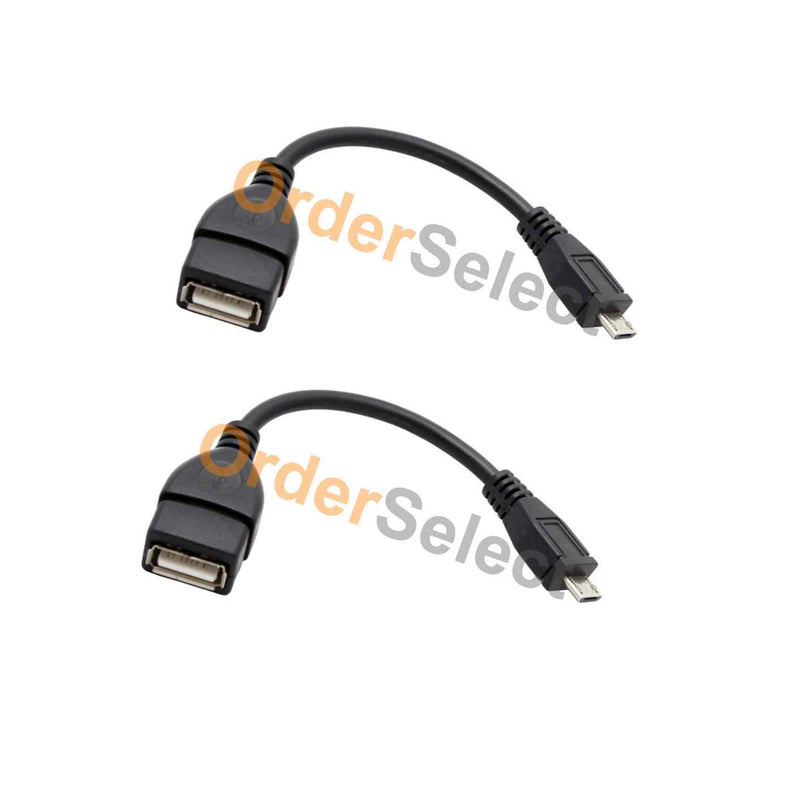 2 New Usb Micro B To A Adapter Converter Otg Cable Cord For Android Cell Phone