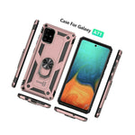 For Samsung Galaxy A71 Case Ring Metal Plate Kickstand Rose Gold Phone Cover