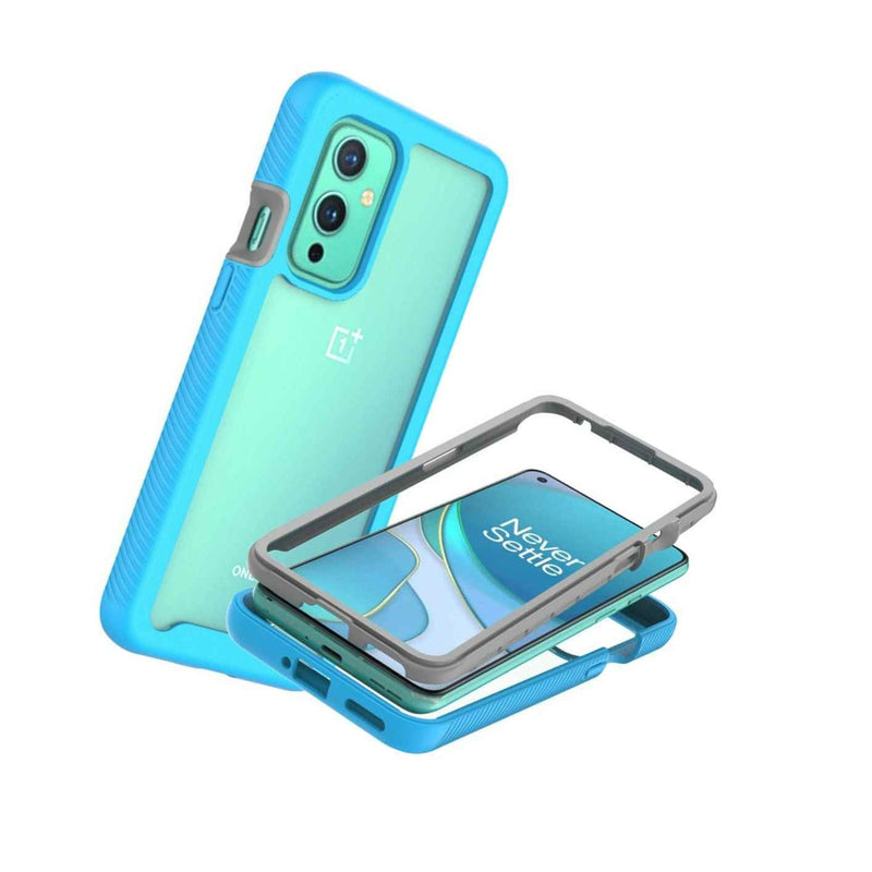Light Blue Trim Shockproof Heavy Duty Clear Cover Hard Phone Case For Oneplus 9