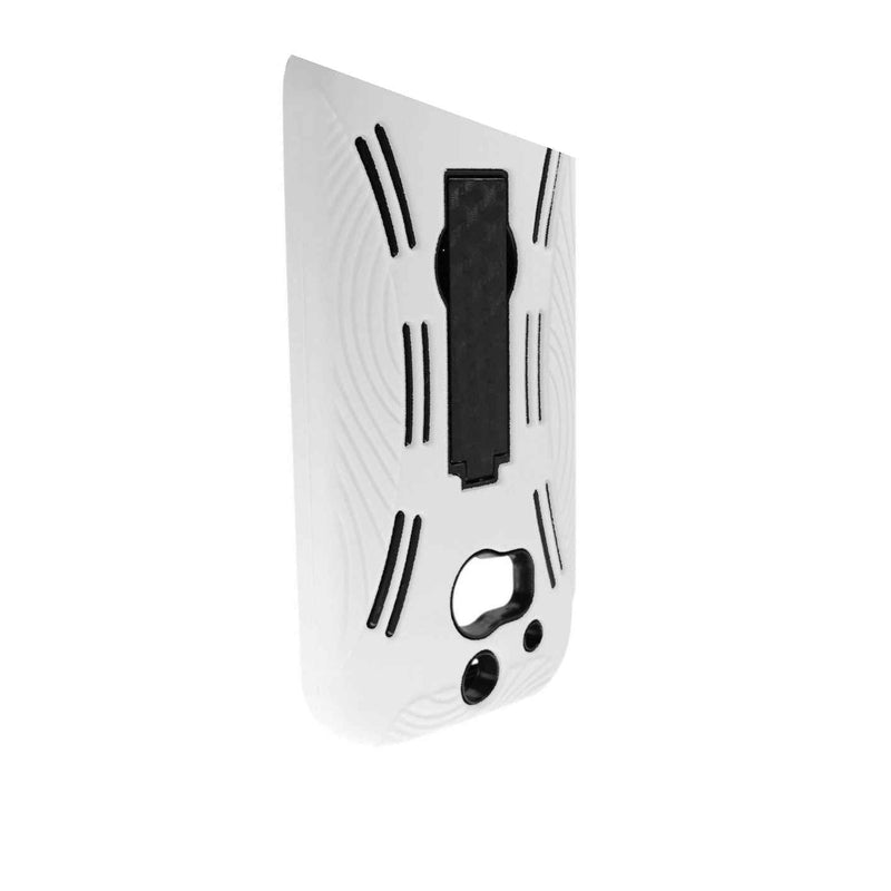 For Htc One M8 Case Hard Soft Dual Layer White Black Hybrid Stand Cover