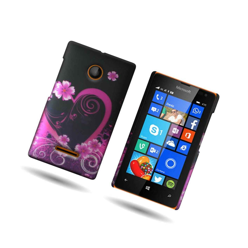 For Microsoft Lumia 435 Case Purple Love Design Slim Back Cover Hard
