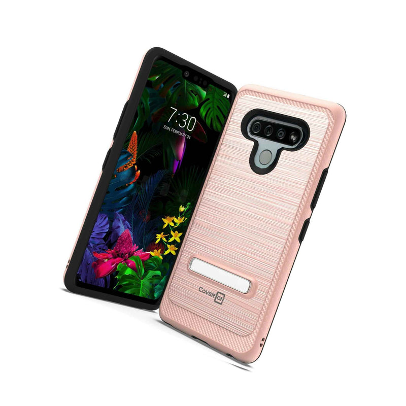 For Lg Stylo 6 Case Magnetic Metal Kickstand Shockproof Rose Gold Phone Cover