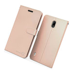 Rose Gold Rfid Blocking Pu Leather Cover Wallet Card Phone Case For Nokia C2