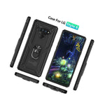 For Lg Stylo 6 Case Ring Metal Kickstand Black Hard Rugged Phone Cover