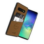 Brown Fabric Credit Card Holder Phone Cover Case For Samsung Galaxy S10 Plus