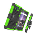 For Zte Tempo Belt Clip Case Neon Green Black Holster Hybrid Phone Cover