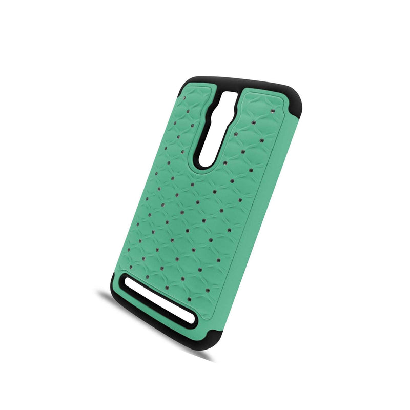 For Asus Zenfone 2 5 5 Case Teal Black Hybrid Diamond Bling Skin Phone Cover