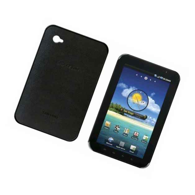 Samsung Galaxy Tab 7 Sch I800 Protective Leather Back Snap On Cover Case Black