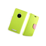 Coveron For Nokia Lumia 830 Wallet Case Green Pink Credit Card Folio Cover
