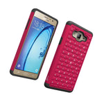 For Samsung Galaxy On7 Case Hot Pink Black Hybrid Diamond Bling Skin Cover