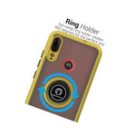 Yellow Phone Case For Motorola Moto E6 Plus Clear Hard Cover W Grip Ring Stand