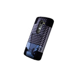 For Lg Leon Risio Case Blue Chevron Hybrid Rugged Skin Phone Cover
