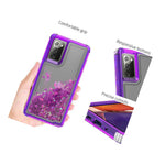 For Samsung Galaxy Note 20 Case Liquid Glitter Clear Purple Frame Phone Cover