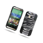Black White Zebra Dual Layer Hybrid Stand Cover Case For Htc One M8