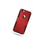 For Apple Iphone 6 Red Black Hybrid Case Heavy Duty Protective Mesh Cover
