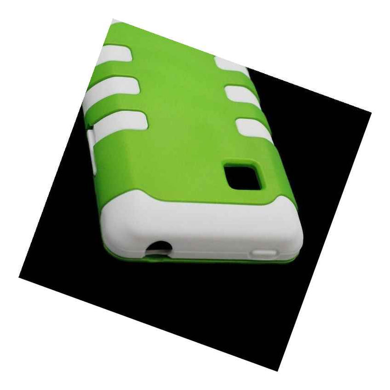 Tpu Inner Plastic Outer Cover Hybrid Case For Lg 840G Neon Green White