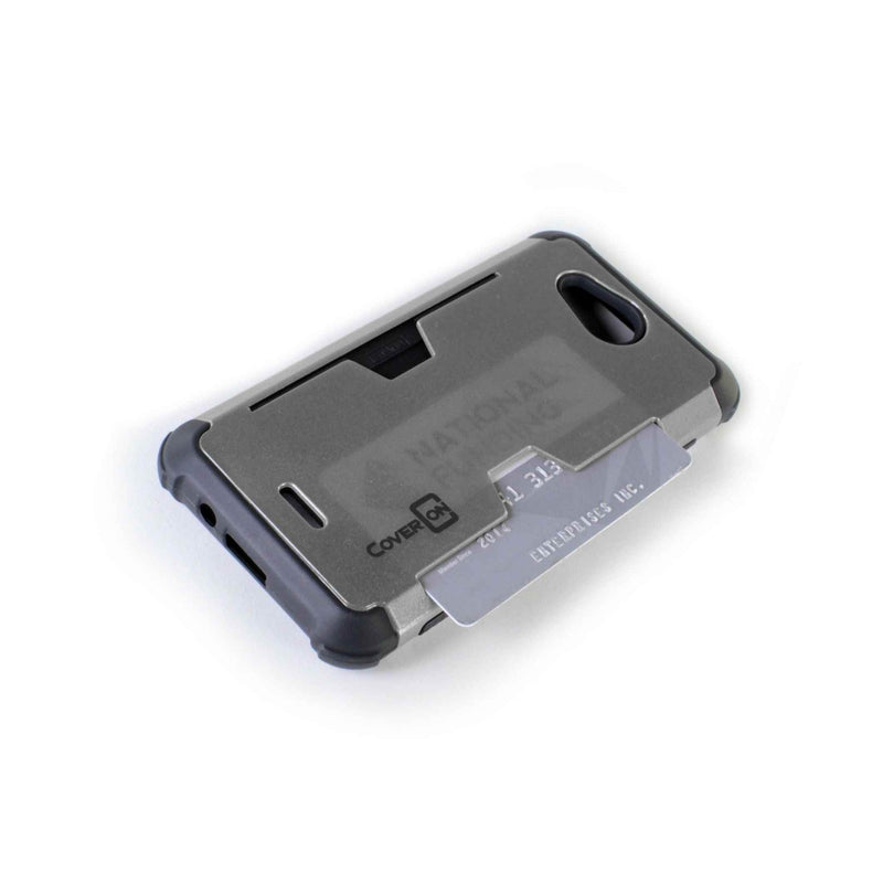 For Kyocera Hydro Wave Case Gray Black Slim Credit Card Holder Slot