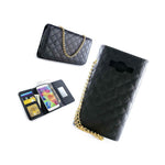 For Samsung Galaxy Prevail Lte Core Prime Wallet Black Purse Quilted Bag
