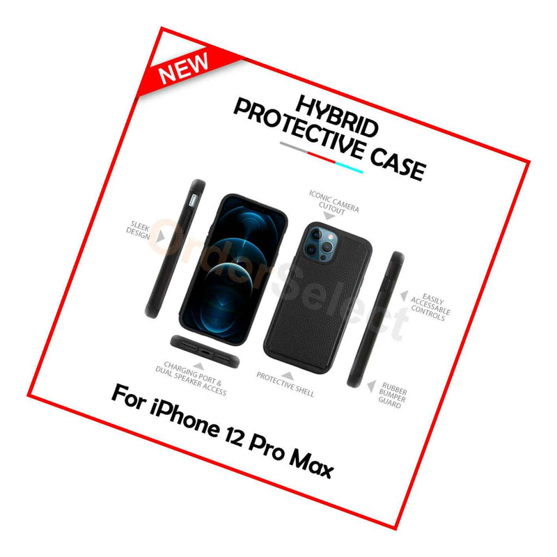 Case Hybrid Hard Shockproof Plastic Cover Black For Apple Iphone 12 Pro Max
