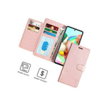 Rose Gold Rfid Blocking Flip Leather Wallet Phone Case For Samsung Galaxy A71