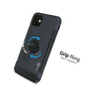 Navy Blue Ring Grip Kickstand Hybrid Shockproof Phone Case For Apple Iphone 11