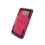 For Samsung Galaxy S6 Edge Plus Hot Pink Black Case Protective Armor Hard Cover