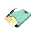 Mint Teal Case For Samsung Galaxy A8 2018 Kickstand Card Holder Slot Phone Cover