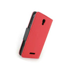 For Alcatel One Touch Elevate Wallet Case Red Black Folio Screen Protector Pouch