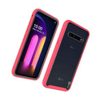Matte Pink Trim Shockproof Clear Cover Full Body Phone Case For Lg V60 Thinq
