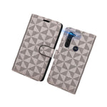 Beige Checker Rfid Pu Leather Cover Wallet Phone Case For Motorola Moto G8 Power