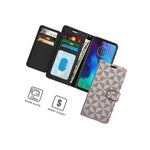 Beige Checker Rfid Pu Leather Cover Wallet Phone Case For Motorola Moto G8 Power
