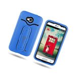 For Lg Optimus L70 Exceed 2 Case Blue Dual Layer Armor Stand Phone Cover