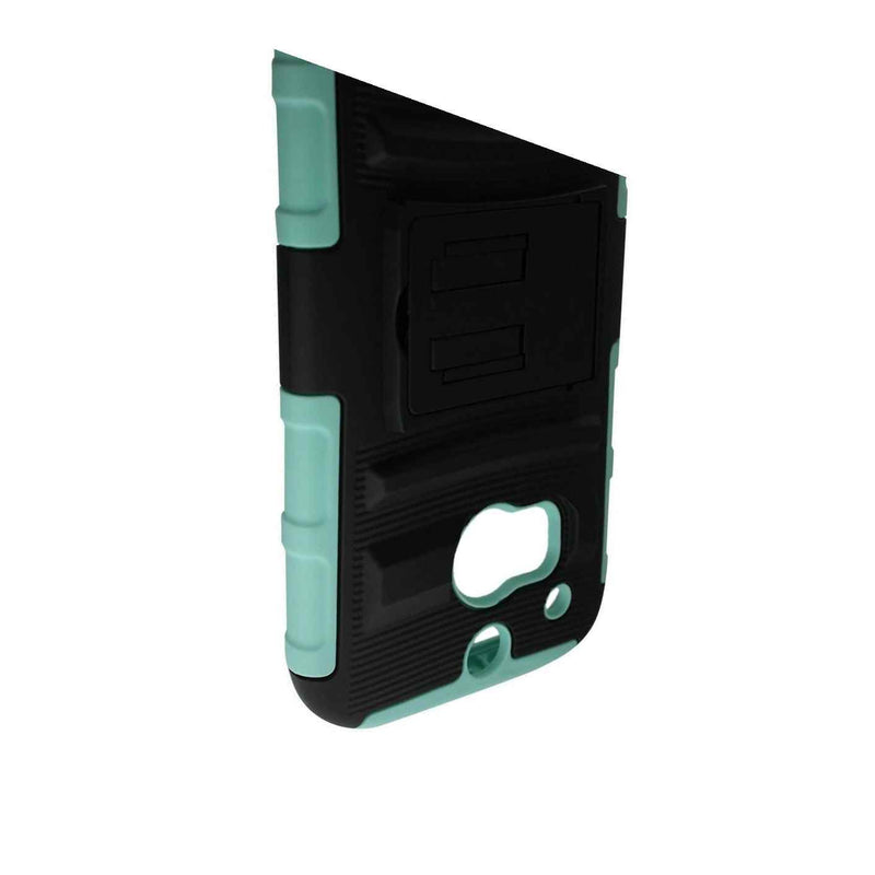 For Htc One M8 Stand Teal Black Hard Soft Case Belt Clip Holster Cover