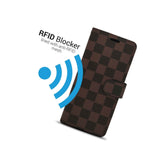 Brown Checker Rfid Pu Leather Wallet Phone Case For Samsung Galaxy S20 Plus