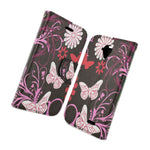 For Zte Allstar Stratos Card Case Pink Butterfly Design Wallet Phone Cover