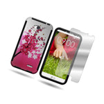 Tpu Inner Outer Cover Hybrid Case Lg Optimus L70 Exceed 2 Pink Spring Flower