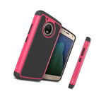 For Motorola Moto G5 5Th Generation Case Hot Pink Black Rugged Skin Cover