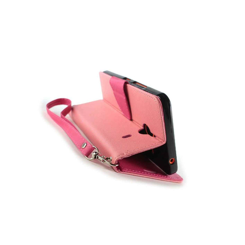 Coveron For Microsoft Lumia 640 Xl Wallet Light Pink Hot Pink Card Cover