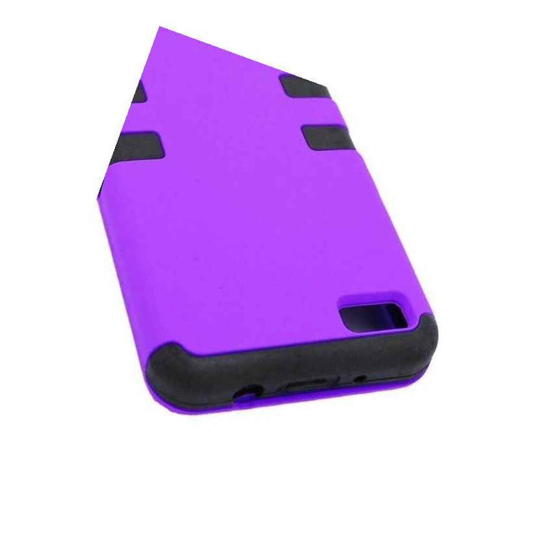 Tpu Inner Plastic Outer Cover Hybrid Case For Blackberry Z10 Purple Black