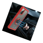Red Phone Case For Samsung Galaxy Note 20 Hard Cover W Grip Ring Kickstand