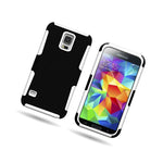 Black White Hybrid Case For Samsung Galaxy S5 Hard Mesh Soft Silicone Cover