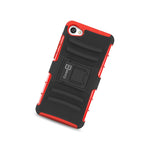 Red Protective Armor Case With Belt Holster For Alcatel Pulsemix A50 Crave