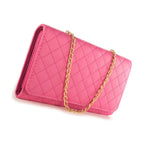 For Motorola Moto G 3Rd Gen 2015 Wallet Hot Pink Quilted Bag Mirror Pouch