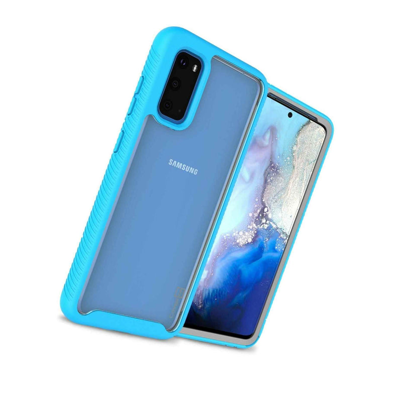 Light Blue Trim Heavy Duty Cover Full Body Phone Case For Samsung Galaxy S20
