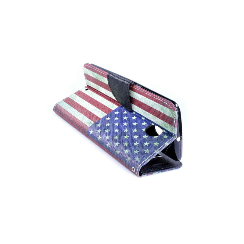 Coveron For Motorola Google Nexus 6 Case Wallet Pouch Folio Cover American Flag